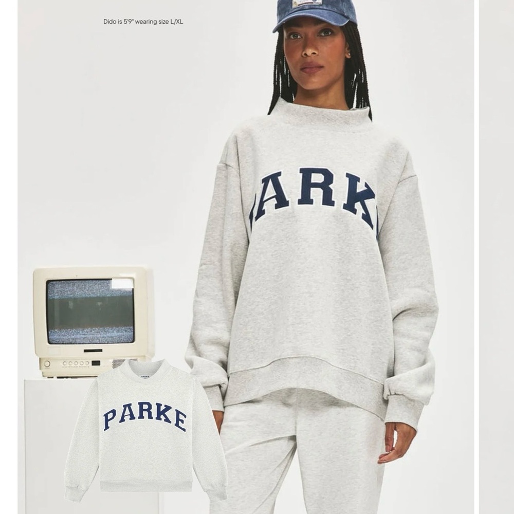 Parke small/med  Light Gray Sweatshirt with Navy Accents NEW Authentic - Picture 8 of 10